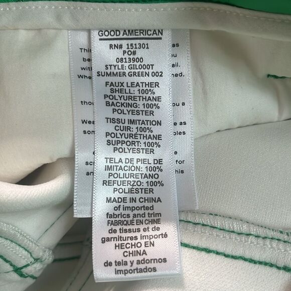 Good American Faux Leather Straight Leg Jeans Pants Green Size 27 - Picture 6 of 7